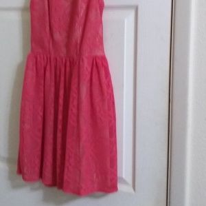 Watermelon color lace dress